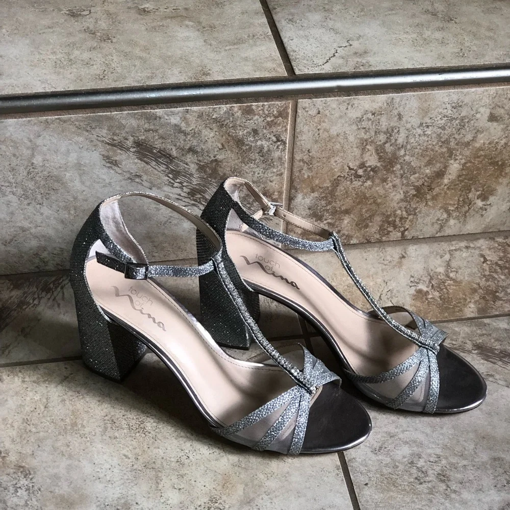 Touch of Vienna Glittering Silver Heels Summer Outing Formal Event - Picture 3 of 11